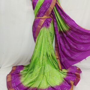 Mangalagiri Pattu Shibhori Dyeing Small jari Border Sarees