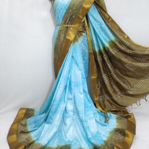 Mangalagiri Pattu Shibhori Dyeing Small jari Border Sarees