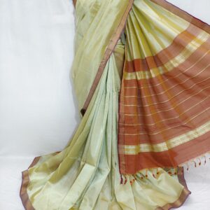Mangalagiri Pattu Small Zari Border Plain Sarees