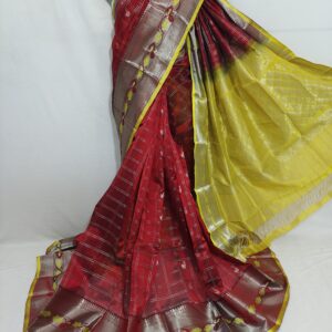 Mangalagiri pure Pattu Kanchi Border all over check s Buta work Sarees