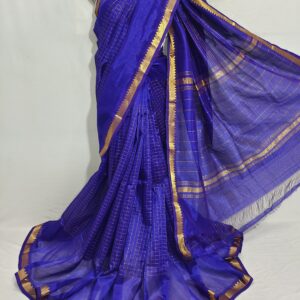 Mangalagiri Pattu Zari Border Middle Zari Check Sarees