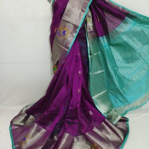 Mangalagiri pure Pattu Kanchi Border all over check s Buta work Sarees
