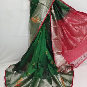 Mangalagiri pure Pattu Kanchi Border all over check s Buta work Sarees