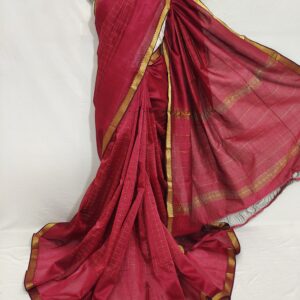 Mangalagiri Pattu Zari Border Middle Zari Check Sarees