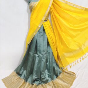 Mangalgiri Exclusive Pattu Kanchi Border Middle Check Voni Lehenga Sets