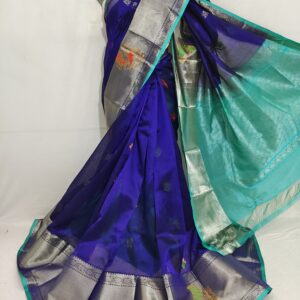 Mangalagiri pure Pattu Kanchi Border all over check s Buta work Sarees