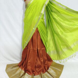 Mangalgiri Exclusive Pattu Kanchi Border Middle Check Voni Lehenga Sets