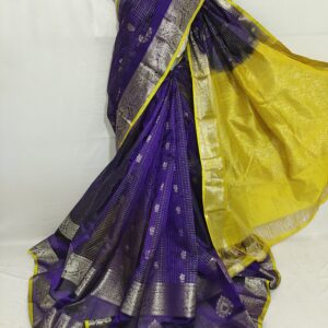 Mangalagiri pure Pattu Kanchi Border all over check s Buta work Sarees