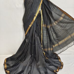 Mangalagiri Pattu Zari Border Middle Zari Check Sarees