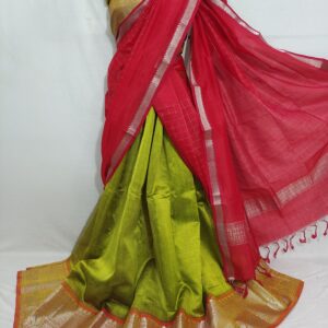 Mangalgiri Exclusive Pattu Kanchi Border Middle Check Voni Lehenga Sets