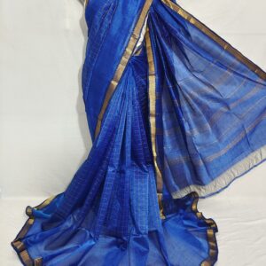 Mangalagiri Pattu Zari Border Middle Zari Check Sarees